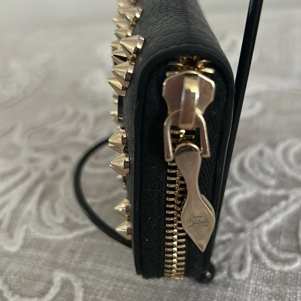 Christian Louboutin Authentic Panettone Studded Black Leather Wallet - Picture 9 of 16